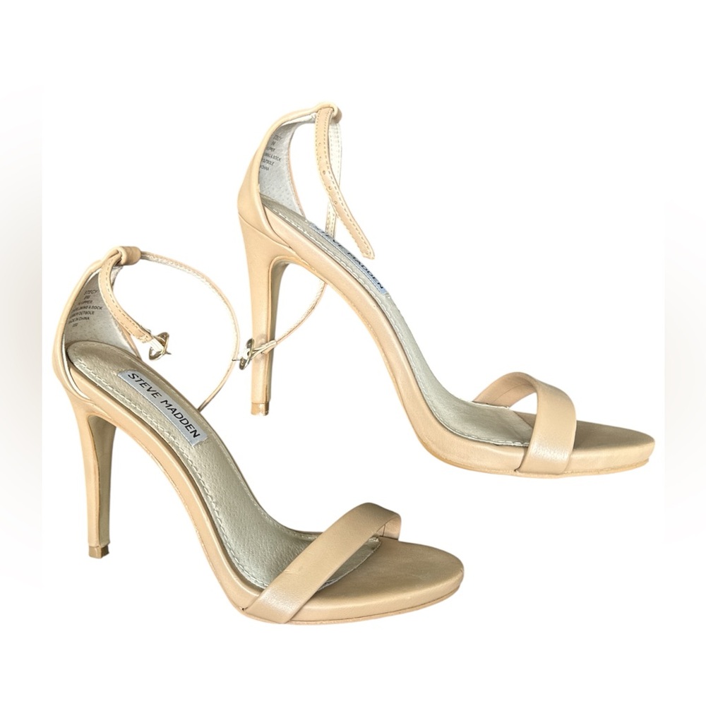 Steve Madden Tan Stiletto Heels Elegant Strappy Design
